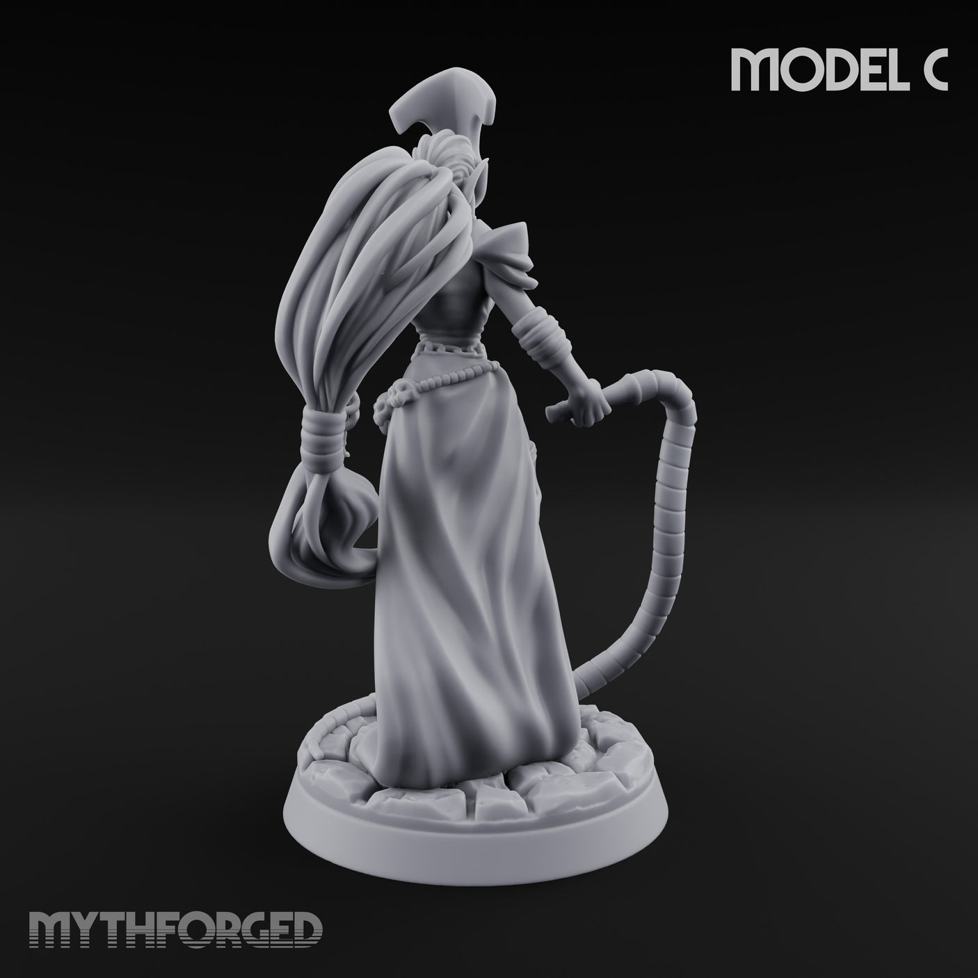 Tentacle Trailing Hand Raising Tiefling Necromancer C Miniature for Dungeons and Dragons, Pathfinder or other TTRPGs