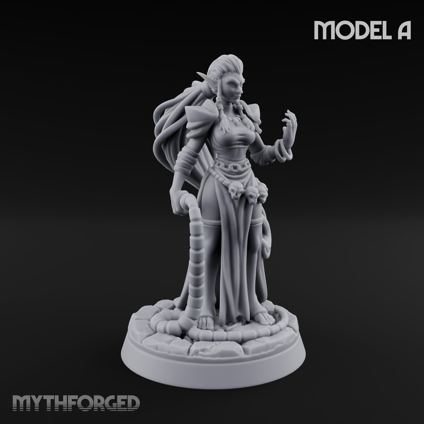 Tentacle Trailing Hand Raising Tiefling Necromancers Miniature for Dungeons and Dragons, Pathfinder or other TTRPGs