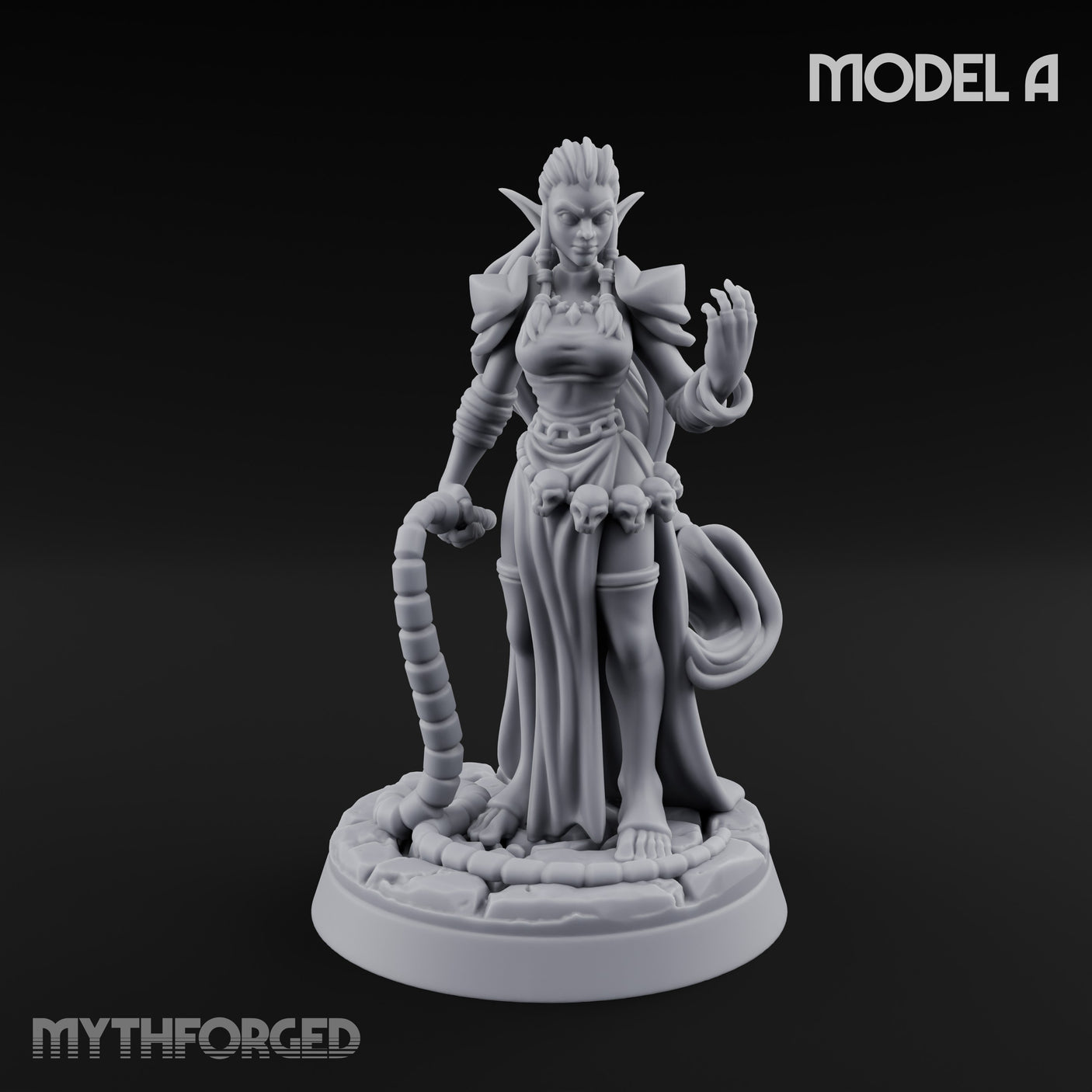 Tentacle Trailing Hand Raising Tiefling Necromancers Miniature for Dungeons and Dragons, Pathfinder or other TTRPGs
