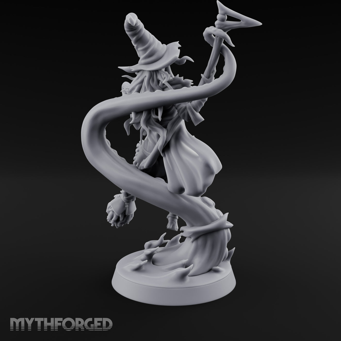Tentacles Swirling Human Witch Miniature for Dungeons and Dragons, Pathfinder or other TTRPGs