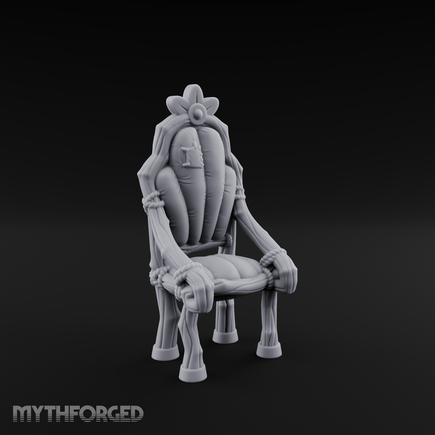 Shell-Backed Throne Chair Miniature for Dungeons and Dragons, Pathfinder or other TTRPGs