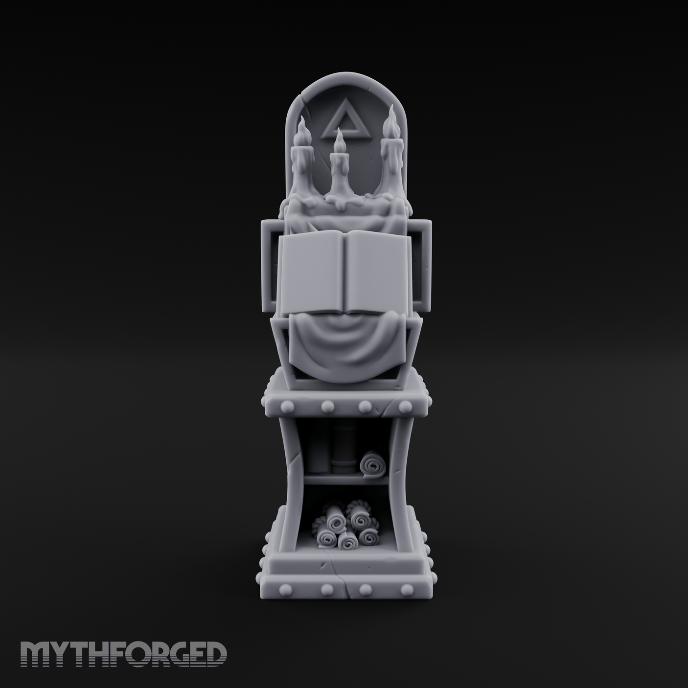 Candle-Lit Grimoire Pedestal Miniature for Dungeons and Dragons, Pathfinder or other TTRPGs