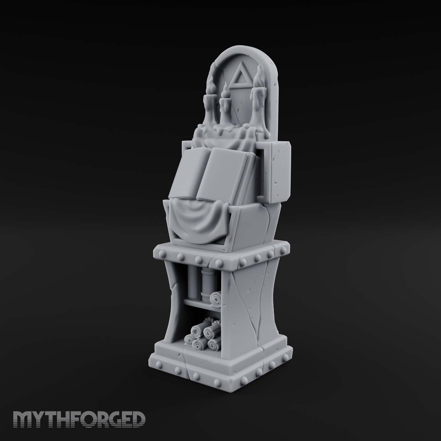 Candle-Lit Grimoire Pedestal Miniature for Dungeons and Dragons, Pathfinder or other TTRPGs
