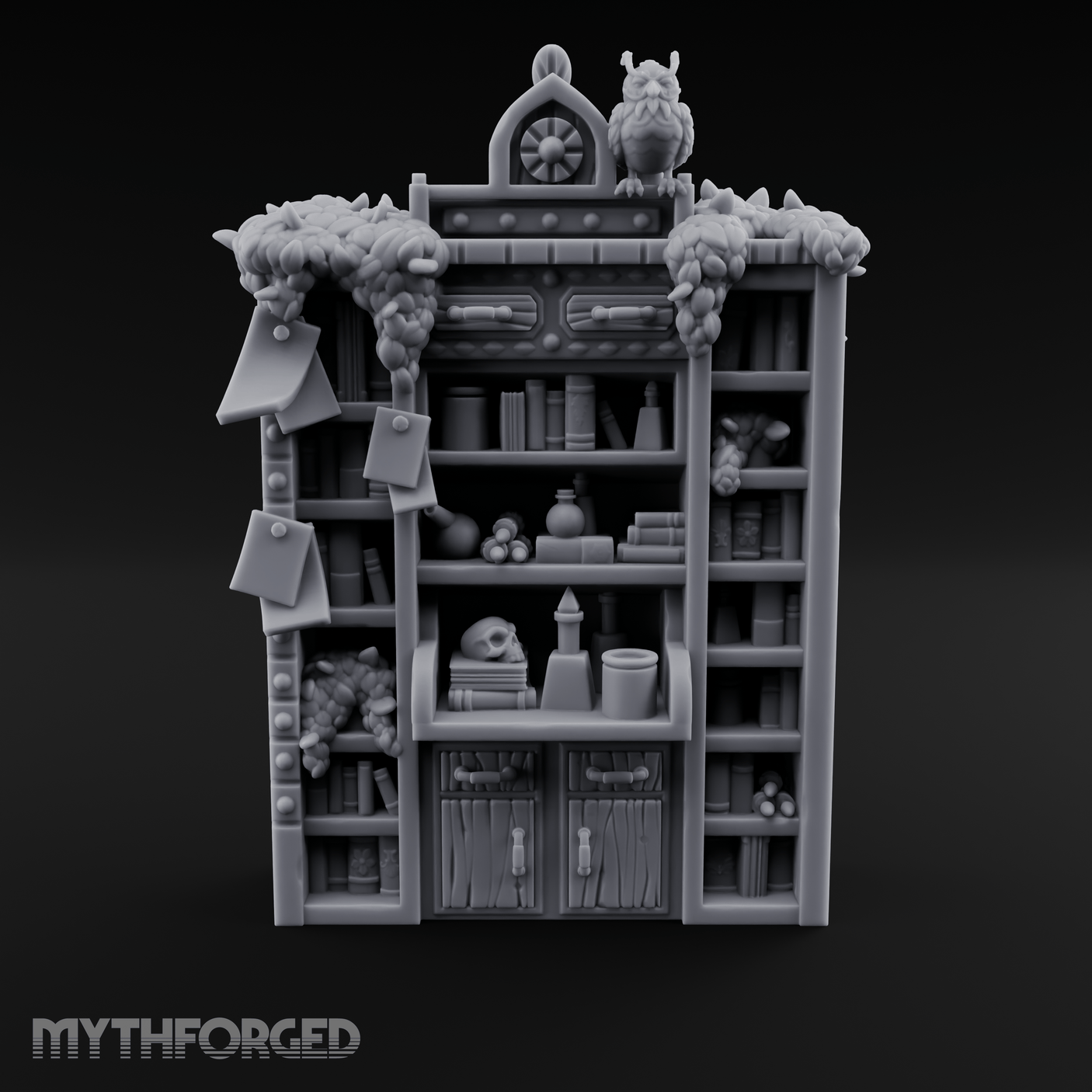 Stuffed Alchemist Bookshelf Miniature for Dungeons and Dragons, Pathfinder or other TTRPGs