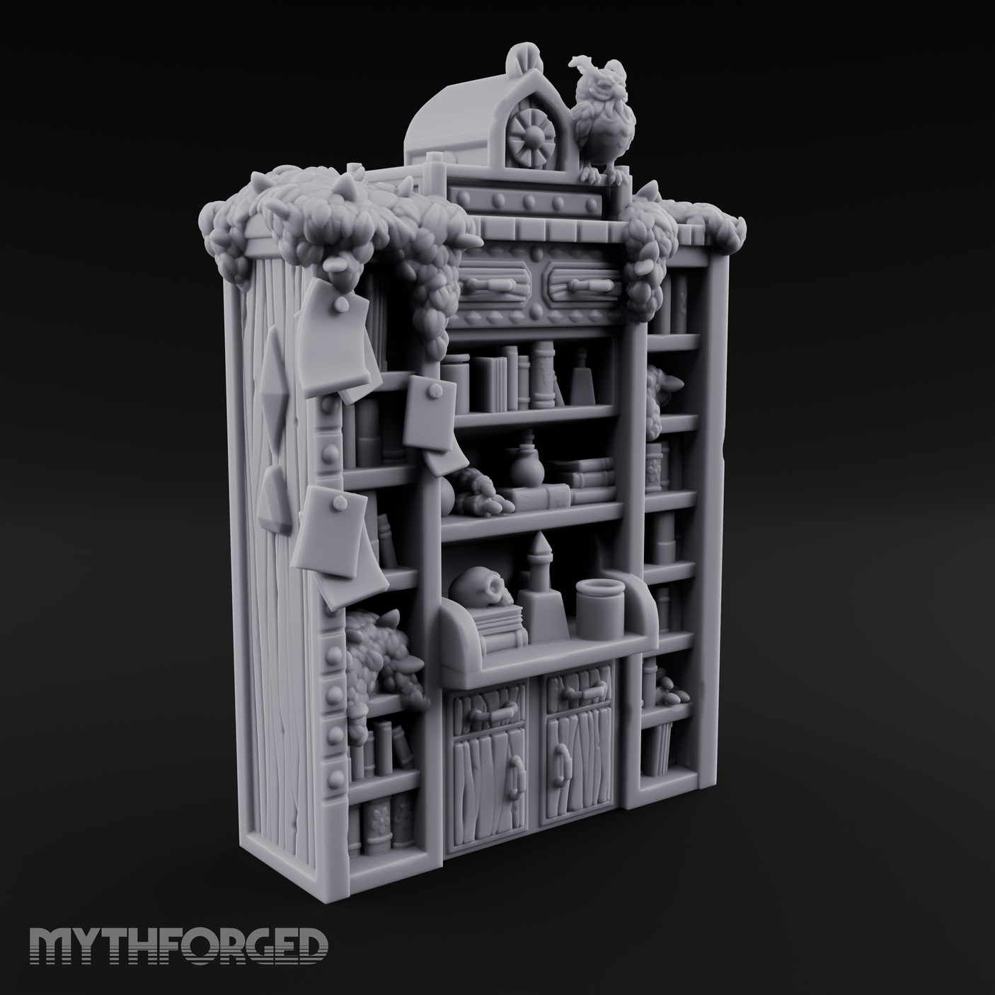 Stuffed Alchemist Bookshelf Miniature for Dungeons and Dragons, Pathfinder or other TTRPGs