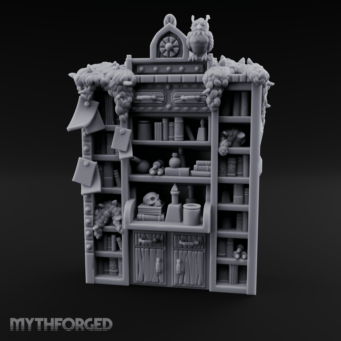 Stuffed Alchemist Bookshelf Miniature for Dungeons and Dragons, Pathfinder or other TTRPGs