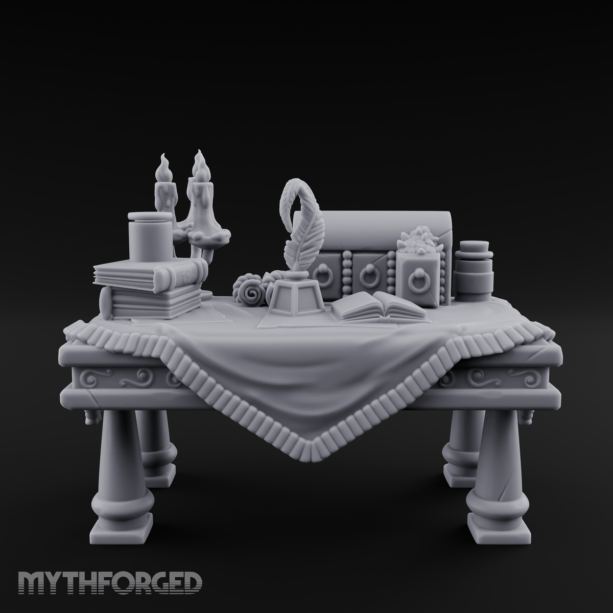Cluttered Alchemist Desk A Miniature for Dungeons and Dragons, Pathfinder or other TTRPGs