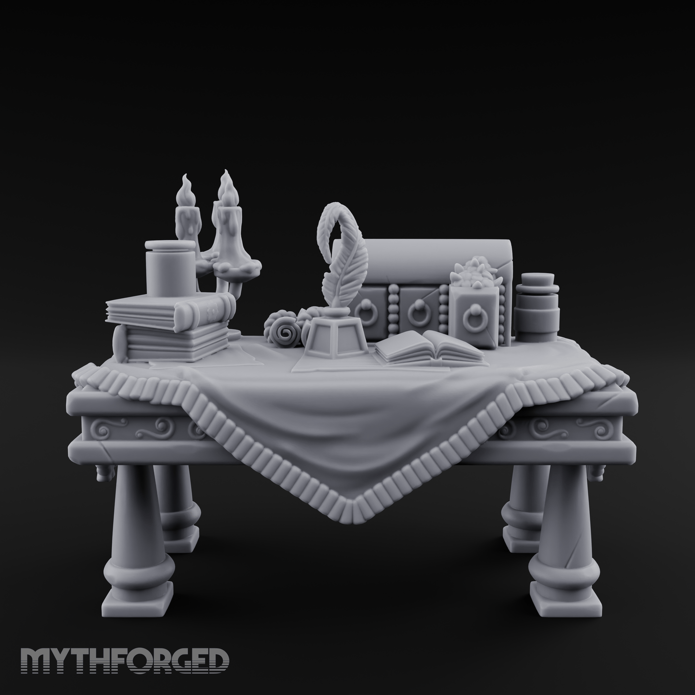 Cluttered Alchemist Desk A Miniature for Dungeons and Dragons, Pathfinder or other TTRPGs