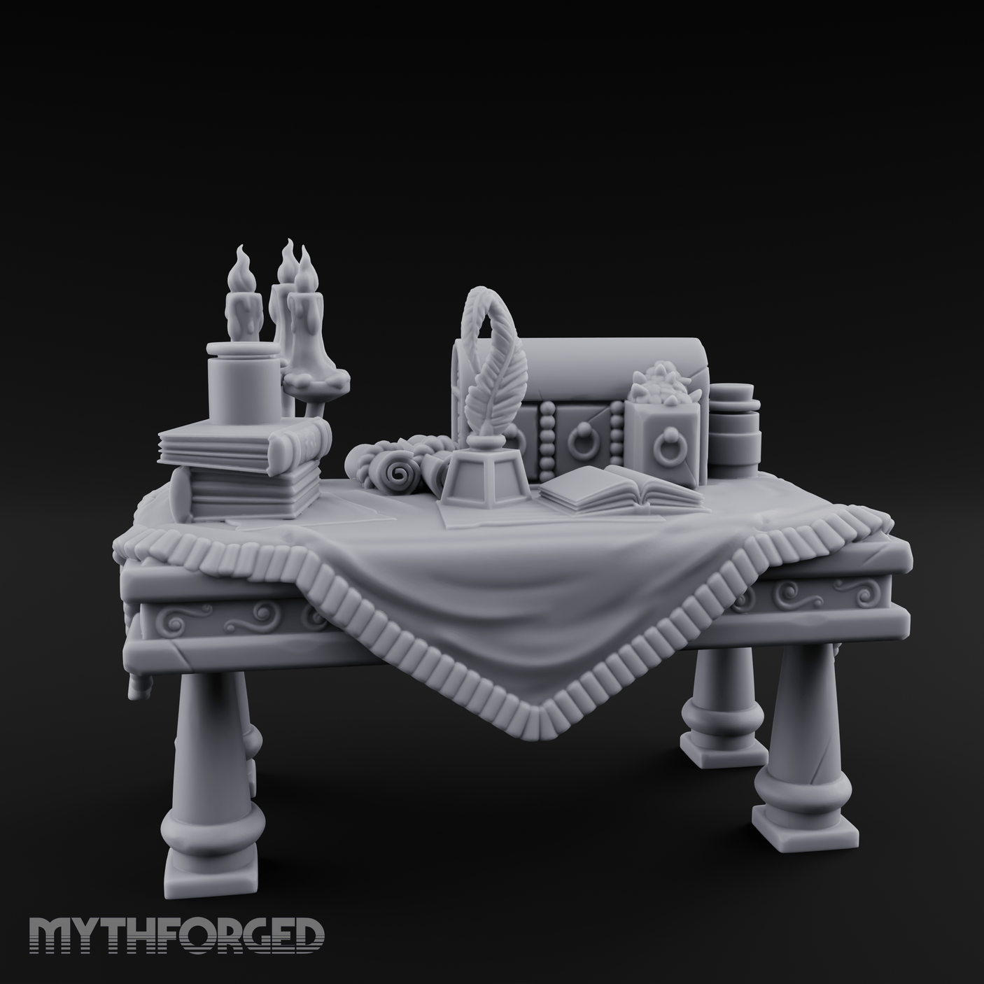 Cluttered Alchemist Desk A Miniature for Dungeons and Dragons, Pathfinder or other TTRPGs