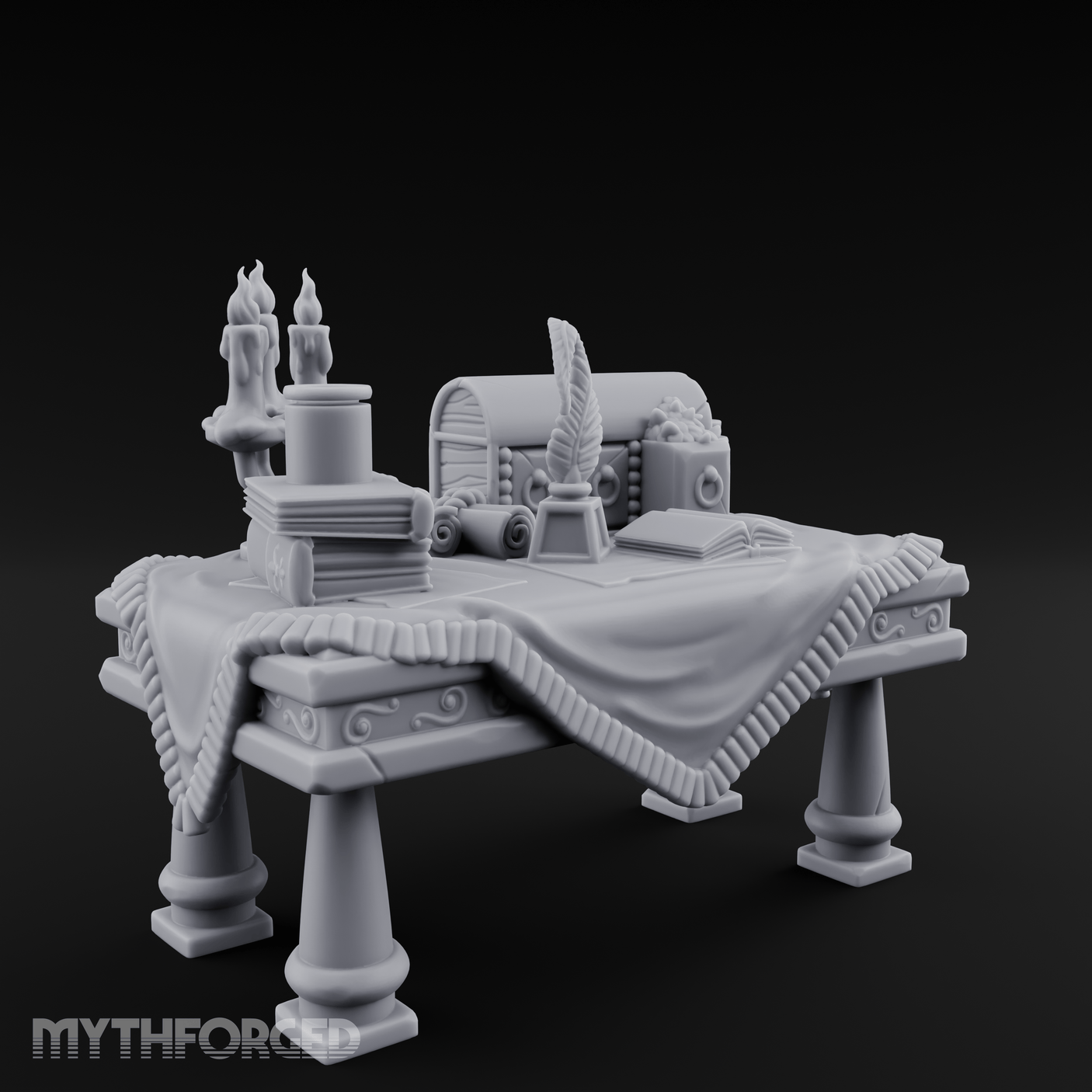 Cluttered Alchemist Desk A Miniature for Dungeons and Dragons, Pathfinder or other TTRPGs