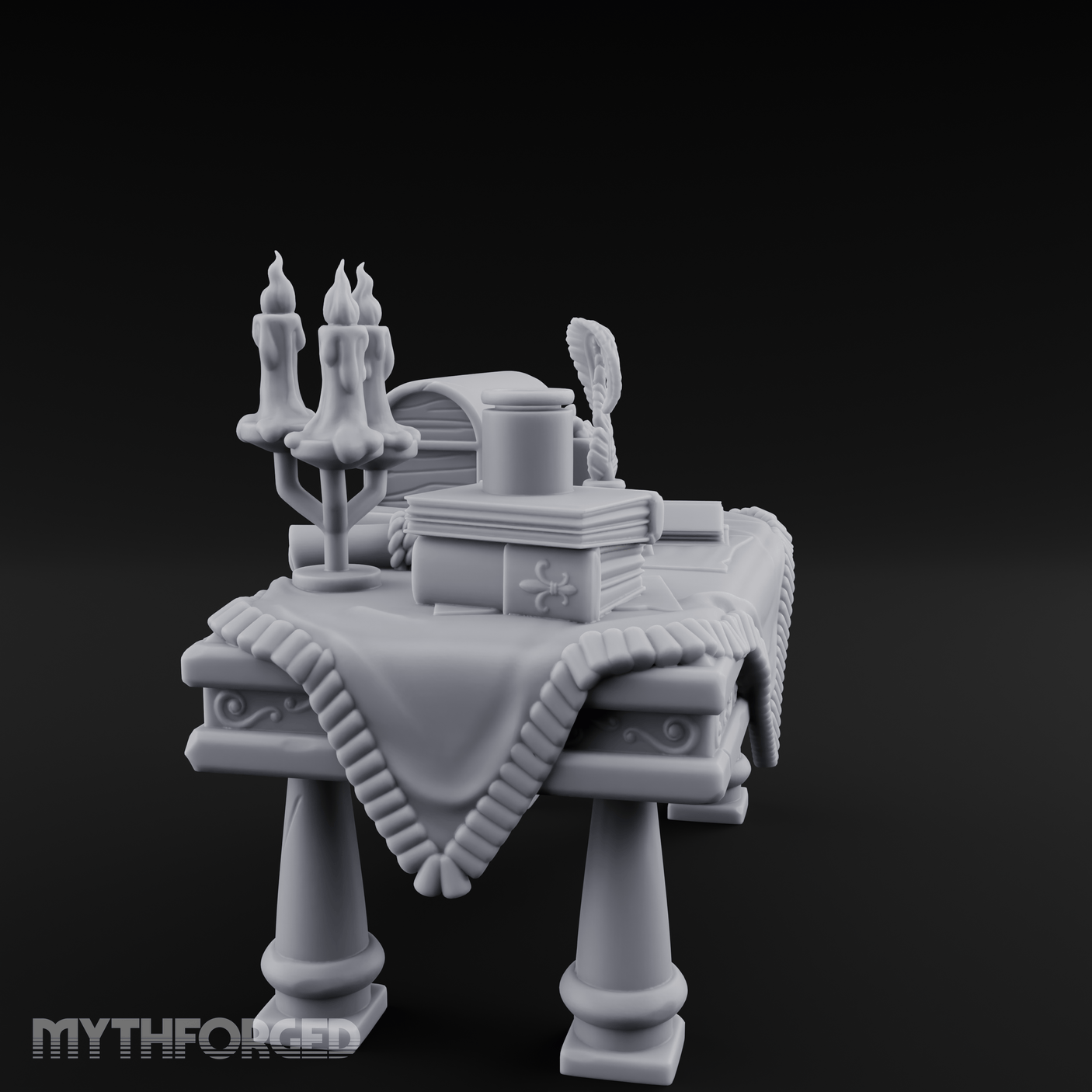 Cluttered Alchemist Desk A Miniature for Dungeons and Dragons, Pathfinder or other TTRPGs