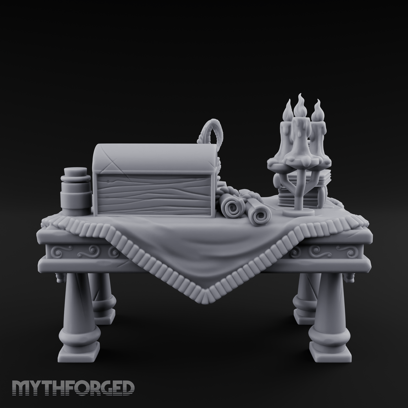 Cluttered Alchemist Desk A Miniature for Dungeons and Dragons, Pathfinder or other TTRPGs