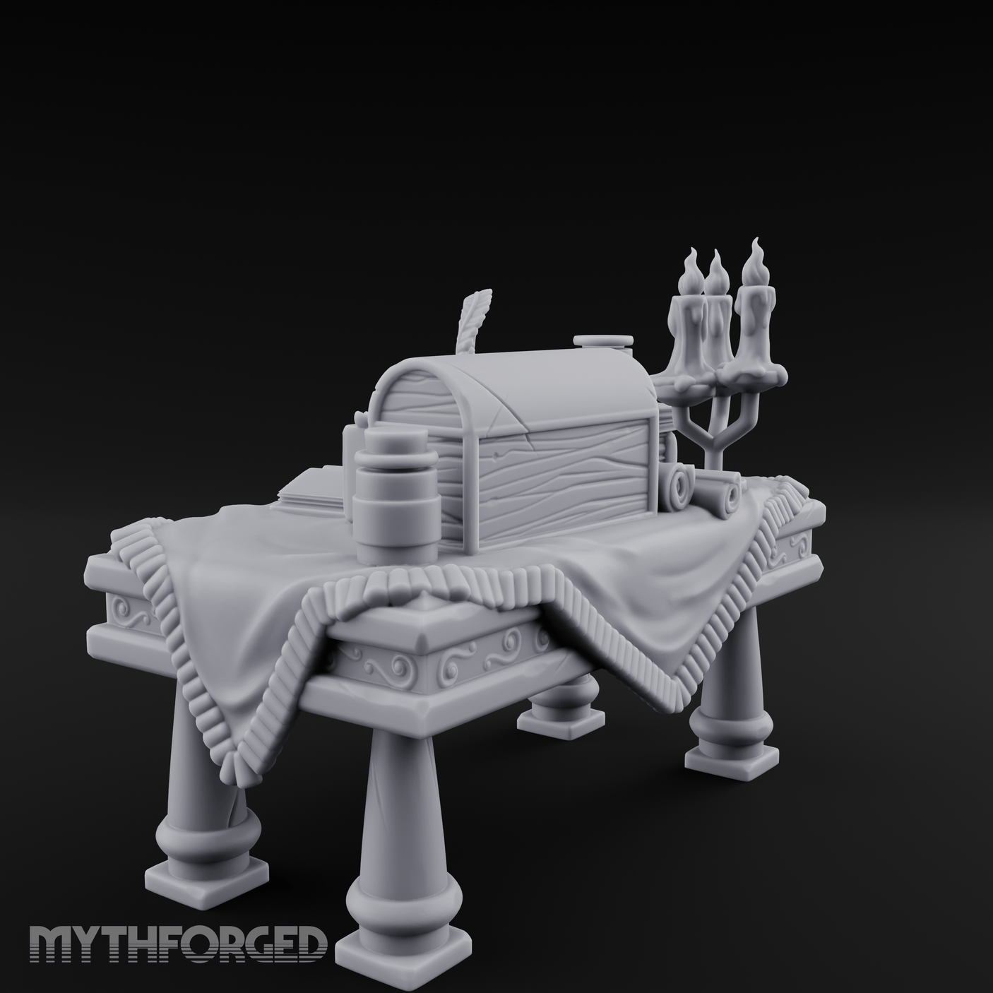 Cluttered Alchemist Desk A Miniature for Dungeons and Dragons, Pathfinder or other TTRPGs