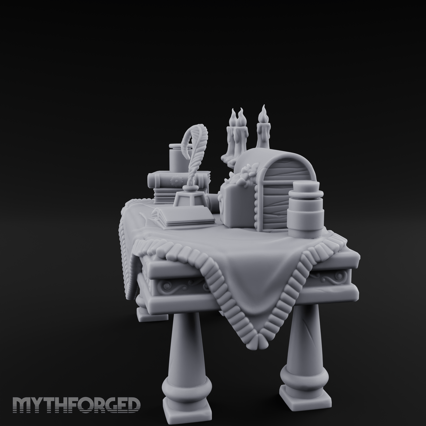 Cluttered Alchemist Desk A Miniature for Dungeons and Dragons, Pathfinder or other TTRPGs