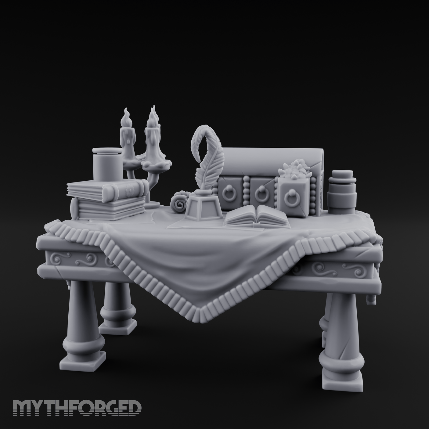 Cluttered Alchemist Desk A Miniature for Dungeons and Dragons, Pathfinder or other TTRPGs