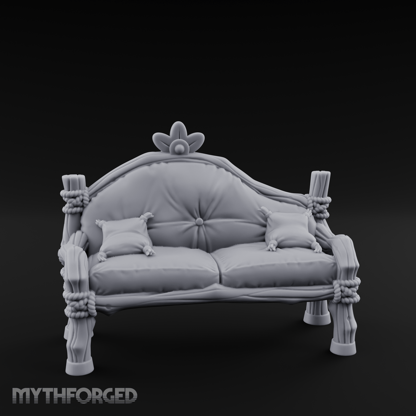 Ornate Velvet Sofa Miniature for Dungeons and Dragons, Pathfinder or other TTRPGs