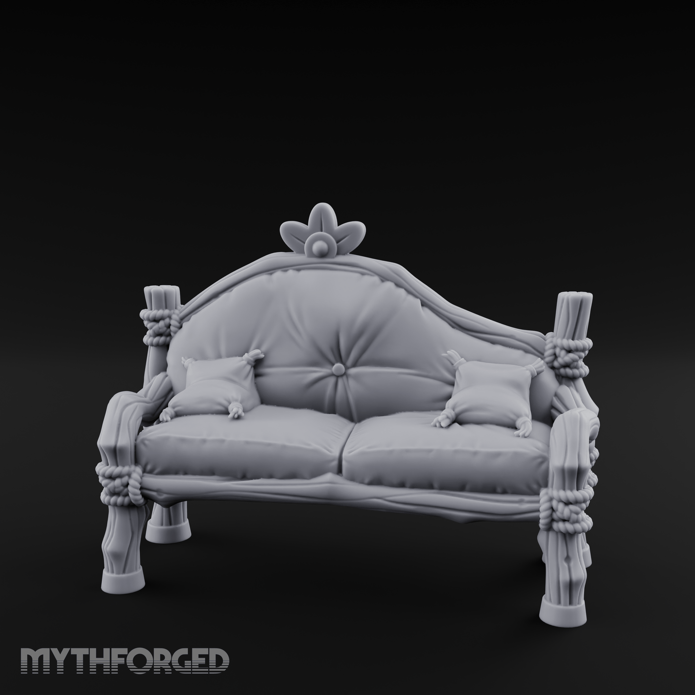 Ornate Velvet Sofa Miniature for Dungeons and Dragons, Pathfinder or other TTRPGs