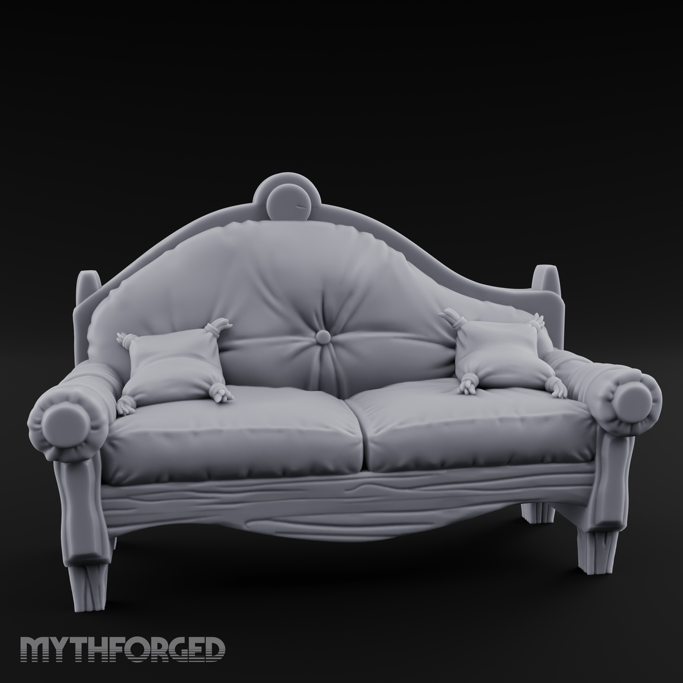 Tufted Noble's Parlor Loveseat Miniature for Dungeons and Dragons, Pathfinder or other TTRPGs