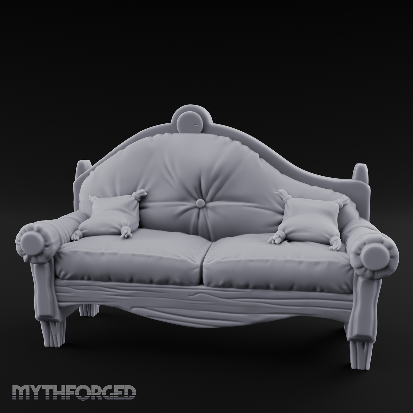 Tufted Noble's Parlor Loveseat Miniature for Dungeons and Dragons, Pathfinder or other TTRPGs