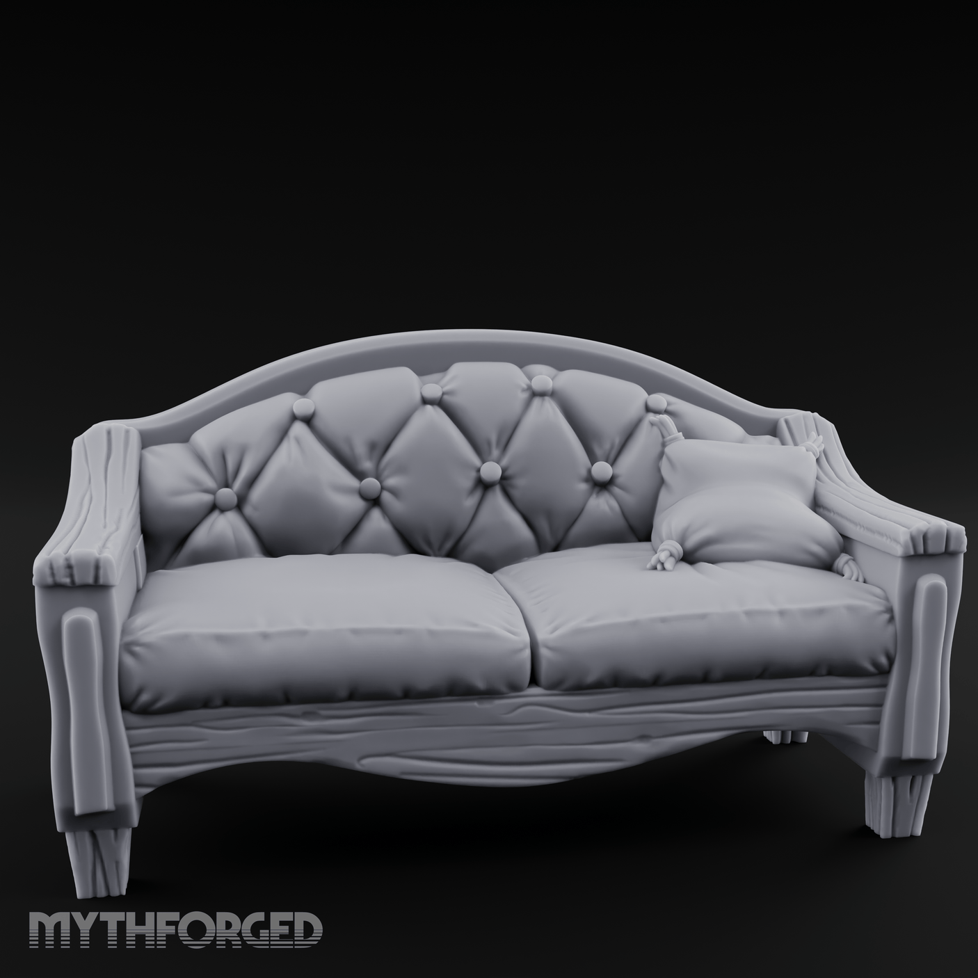 Tufted Noble's Loveseat Miniature for Dungeons and Dragons, Pathfinder or other TTRPGs
