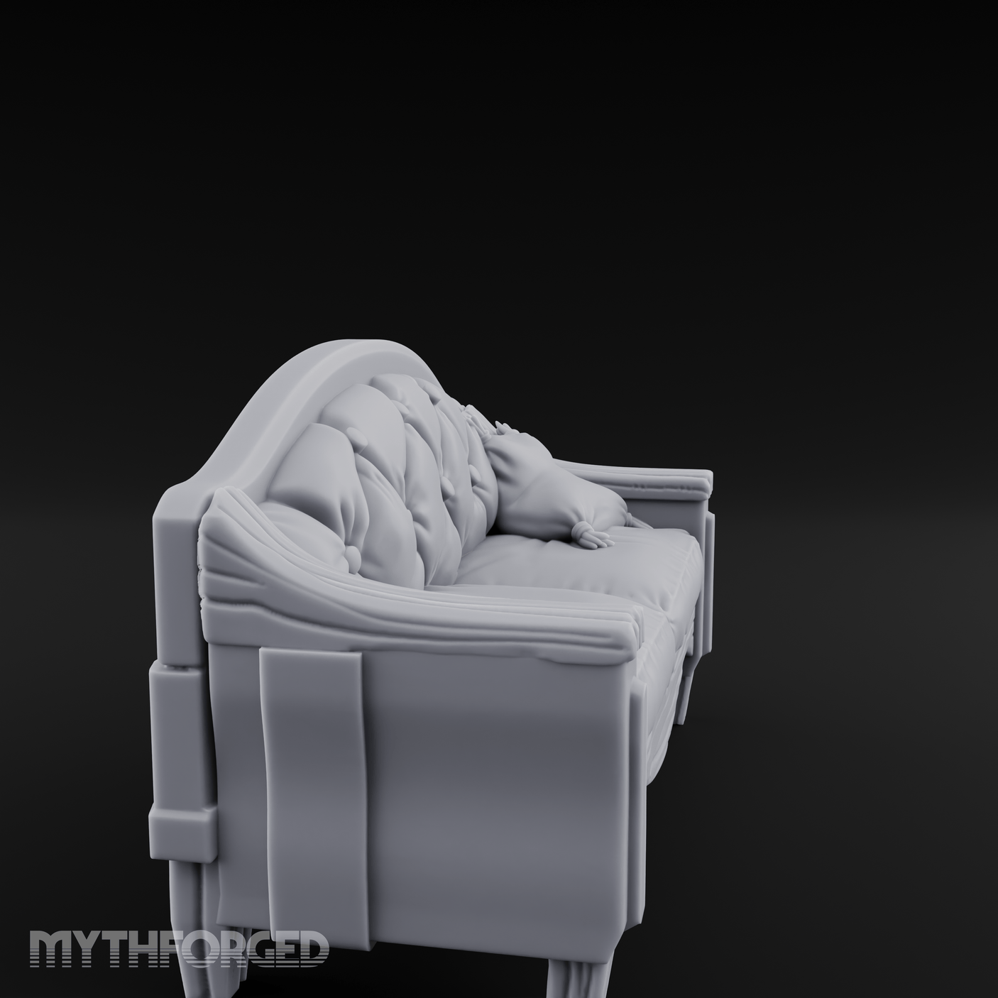 Tufted Noble's Loveseat Miniature for Dungeons and Dragons, Pathfinder or other TTRPGs