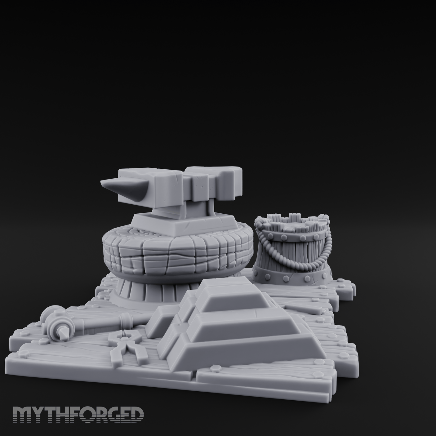 Rope-Coiled Anvil Miniature for Dungeons and Dragons, Pathfinder or other TTRPGs