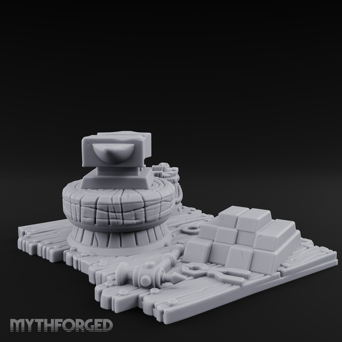 Rope-Coiled Anvil Miniature for Dungeons and Dragons, Pathfinder or other TTRPGs