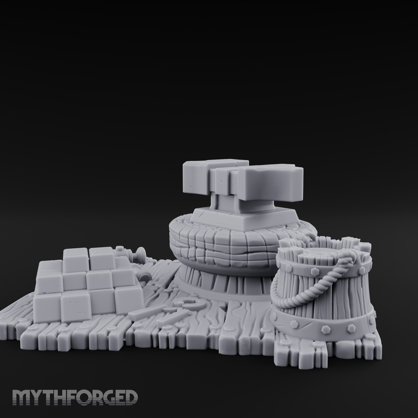 Rope-Coiled Anvil Miniature for Dungeons and Dragons, Pathfinder or other TTRPGs
