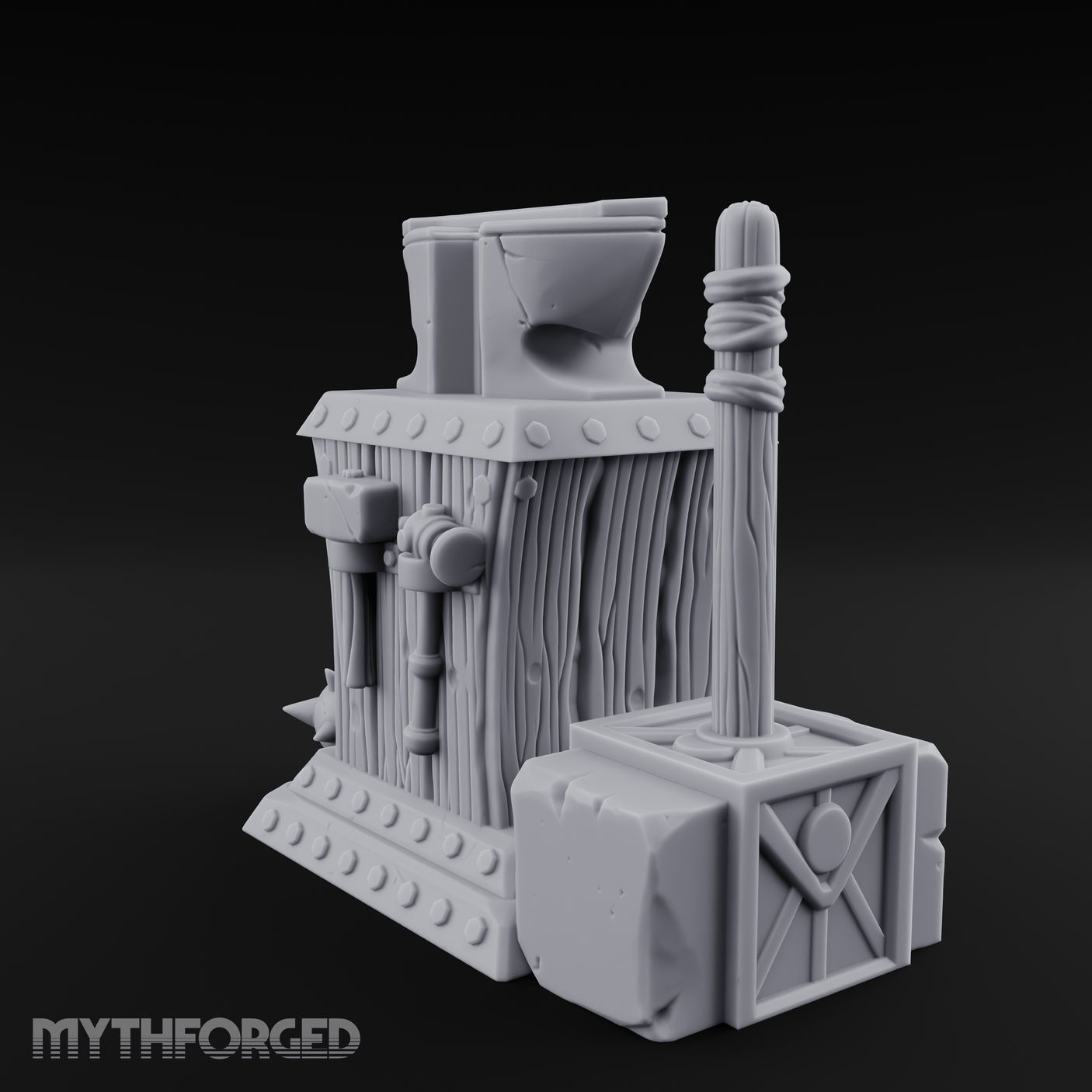 Riveted-Steel Forge Anvil Miniature for Dungeons and Dragons, Pathfinder or other TTRPGs