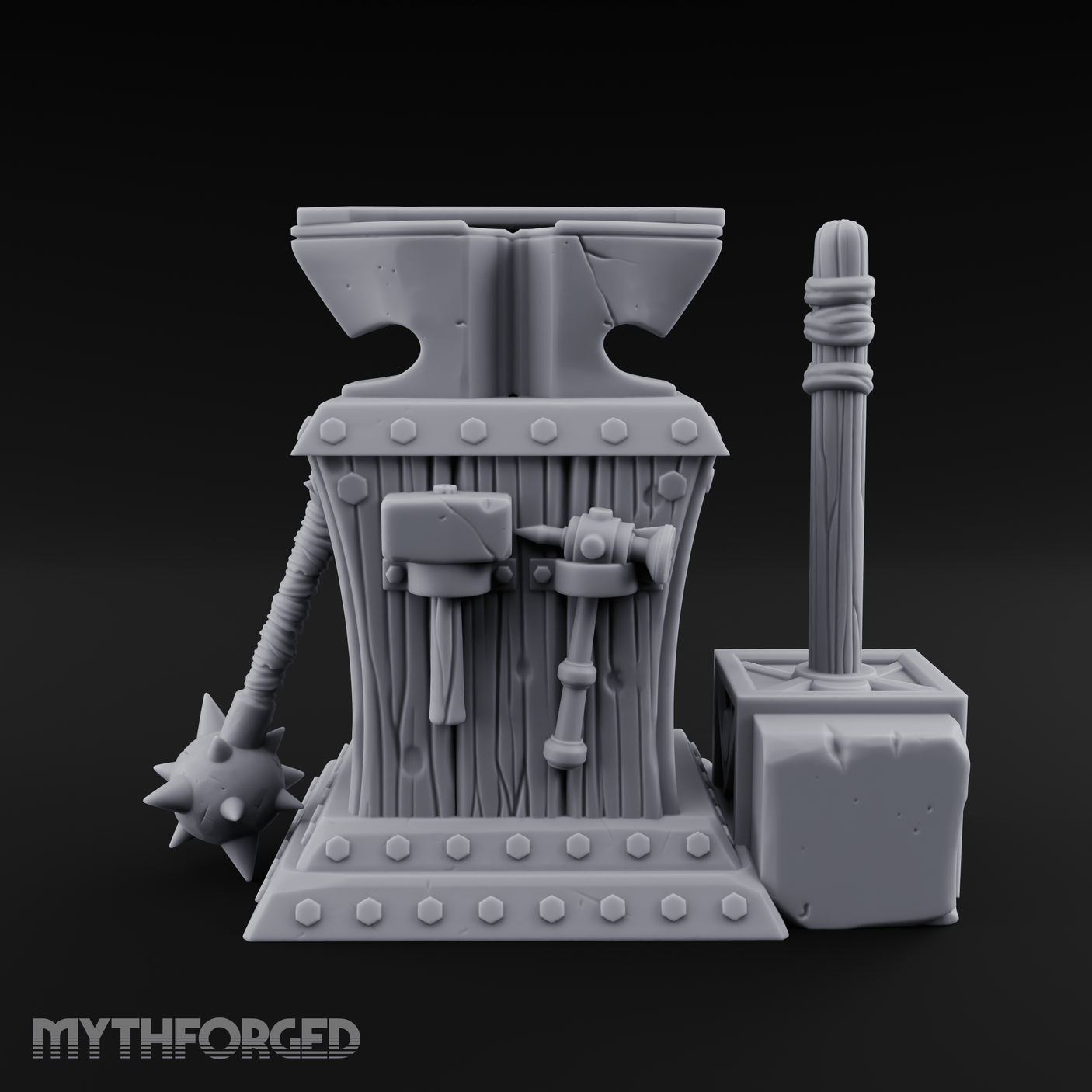 Riveted-Steel Forge Anvil Miniature for Dungeons and Dragons, Pathfinder or other TTRPGs