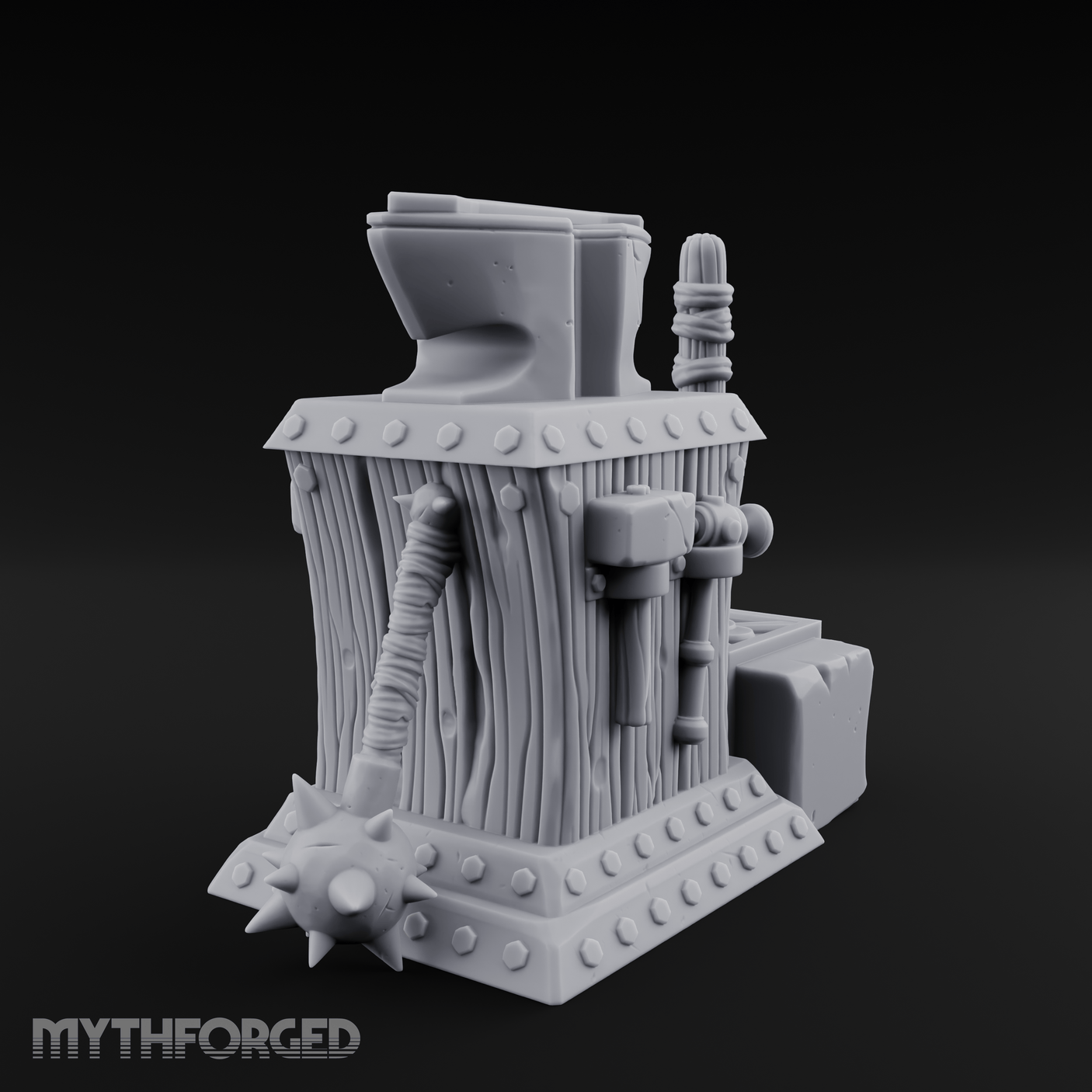 Riveted-Steel Forge Anvil Miniature for Dungeons and Dragons, Pathfinder or other TTRPGs