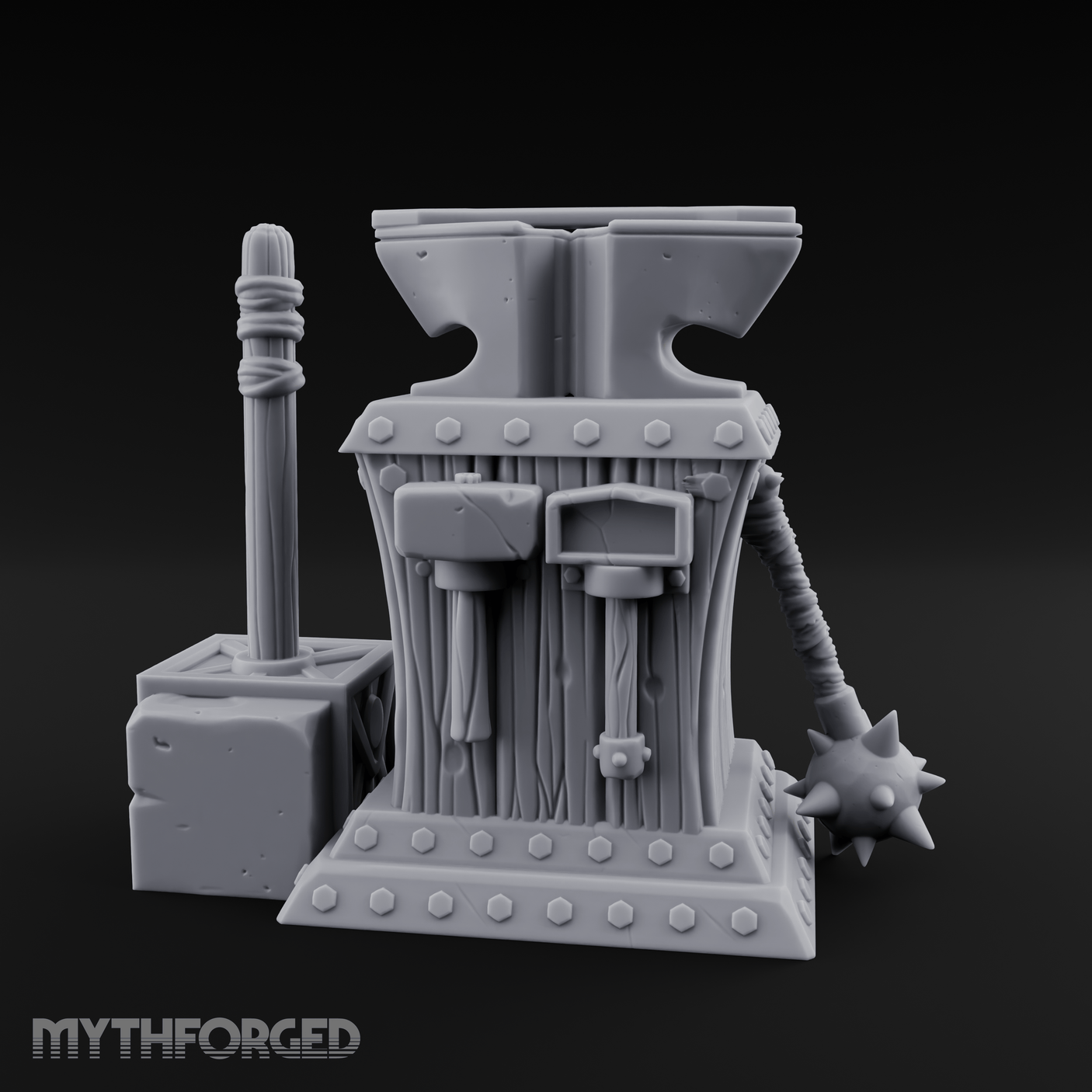 Riveted-Steel Forge Anvil Miniature for Dungeons and Dragons, Pathfinder or other TTRPGs