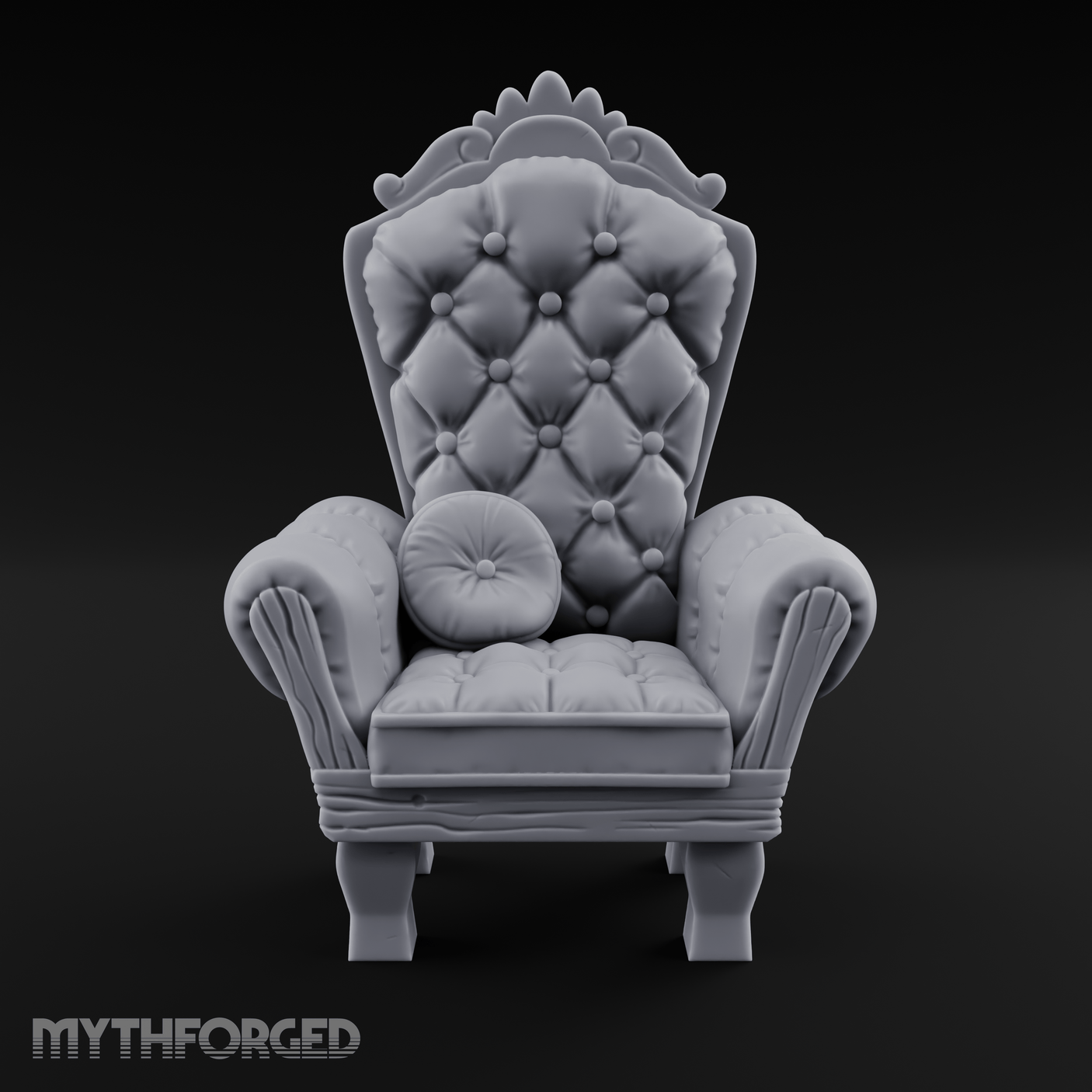 Button-Tufted Throne Chair Miniature for Dungeons and Dragons, Pathfinder or other TTRPGs