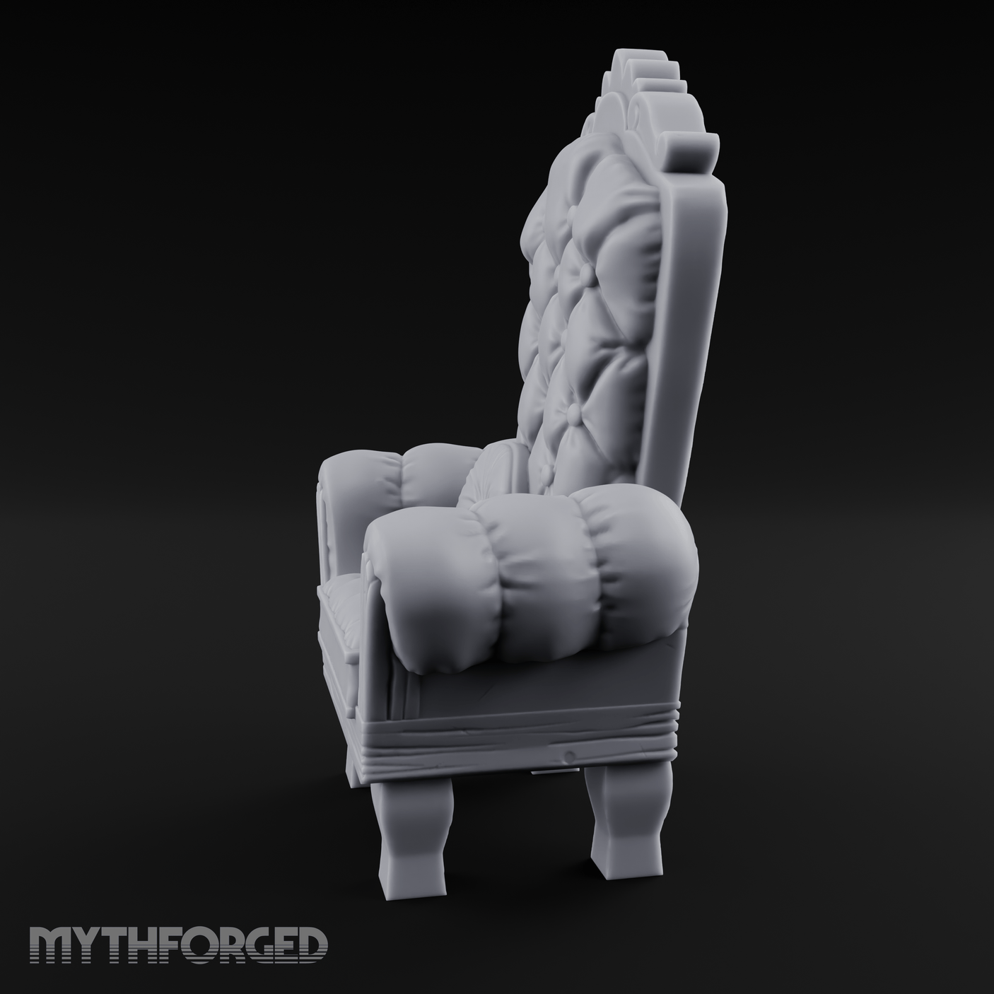 Button-Tufted Throne Chair Miniature for Dungeons and Dragons, Pathfinder or other TTRPGs