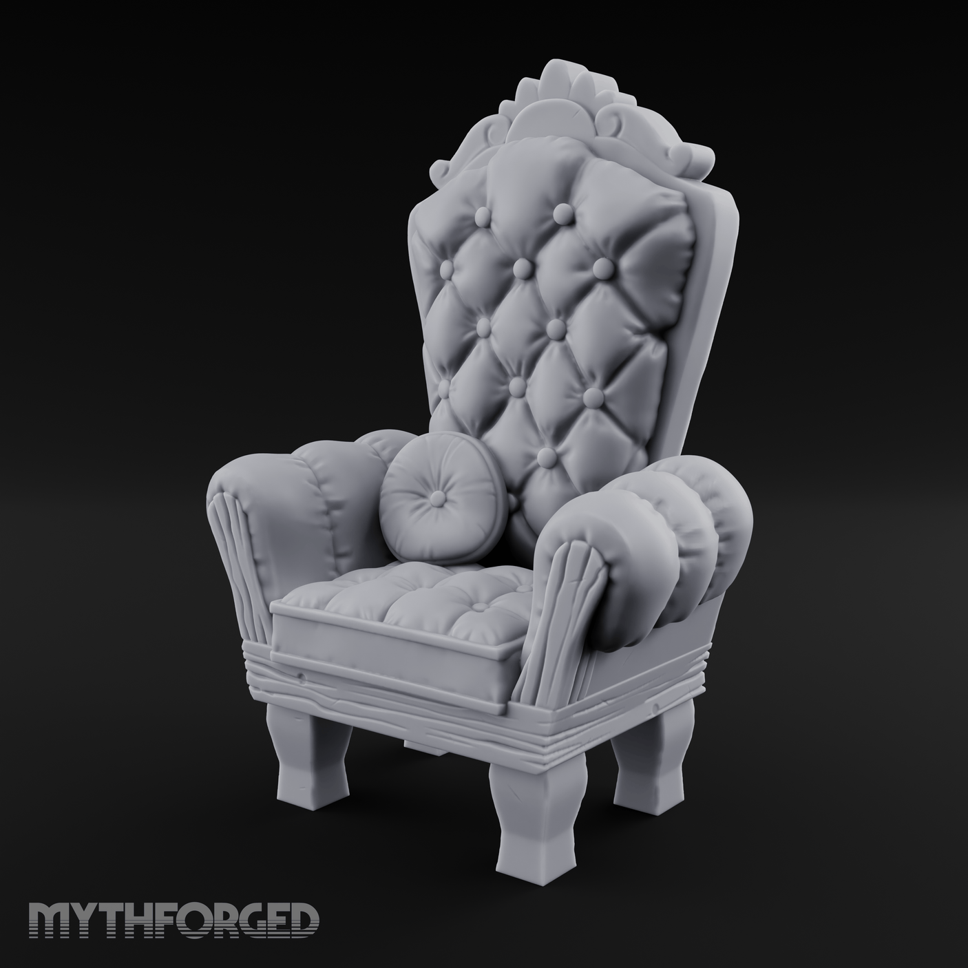 Button-Tufted Throne Chair Miniature for Dungeons and Dragons, Pathfinder or other TTRPGs