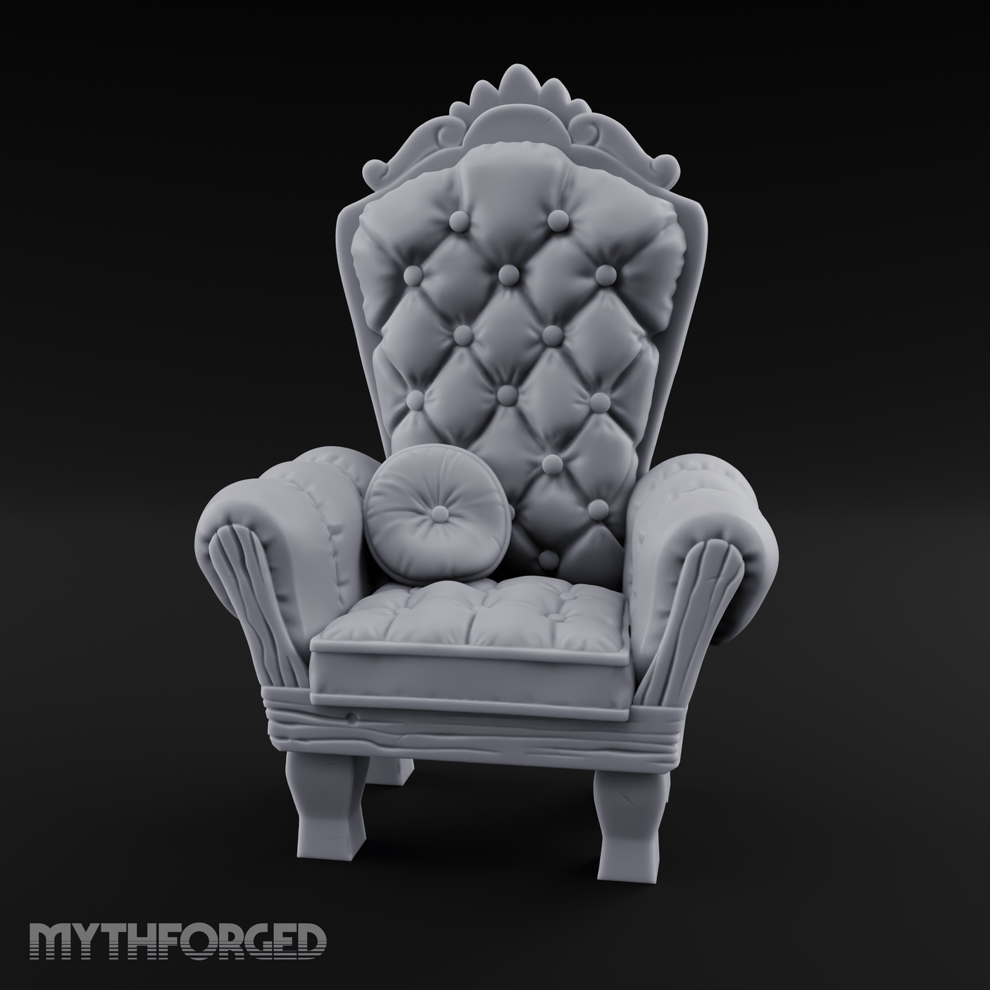 Button-Tufted Throne Chair Miniature for Dungeons and Dragons, Pathfinder or other TTRPGs