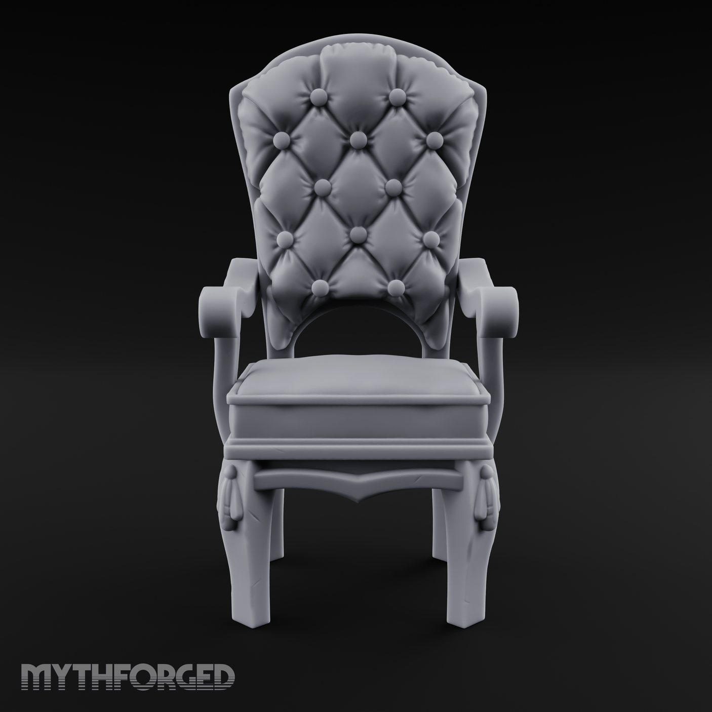 Velvet-Cushioned Throne Chair Miniature for Dungeons and Dragons, Pathfinder or other TTRPGs