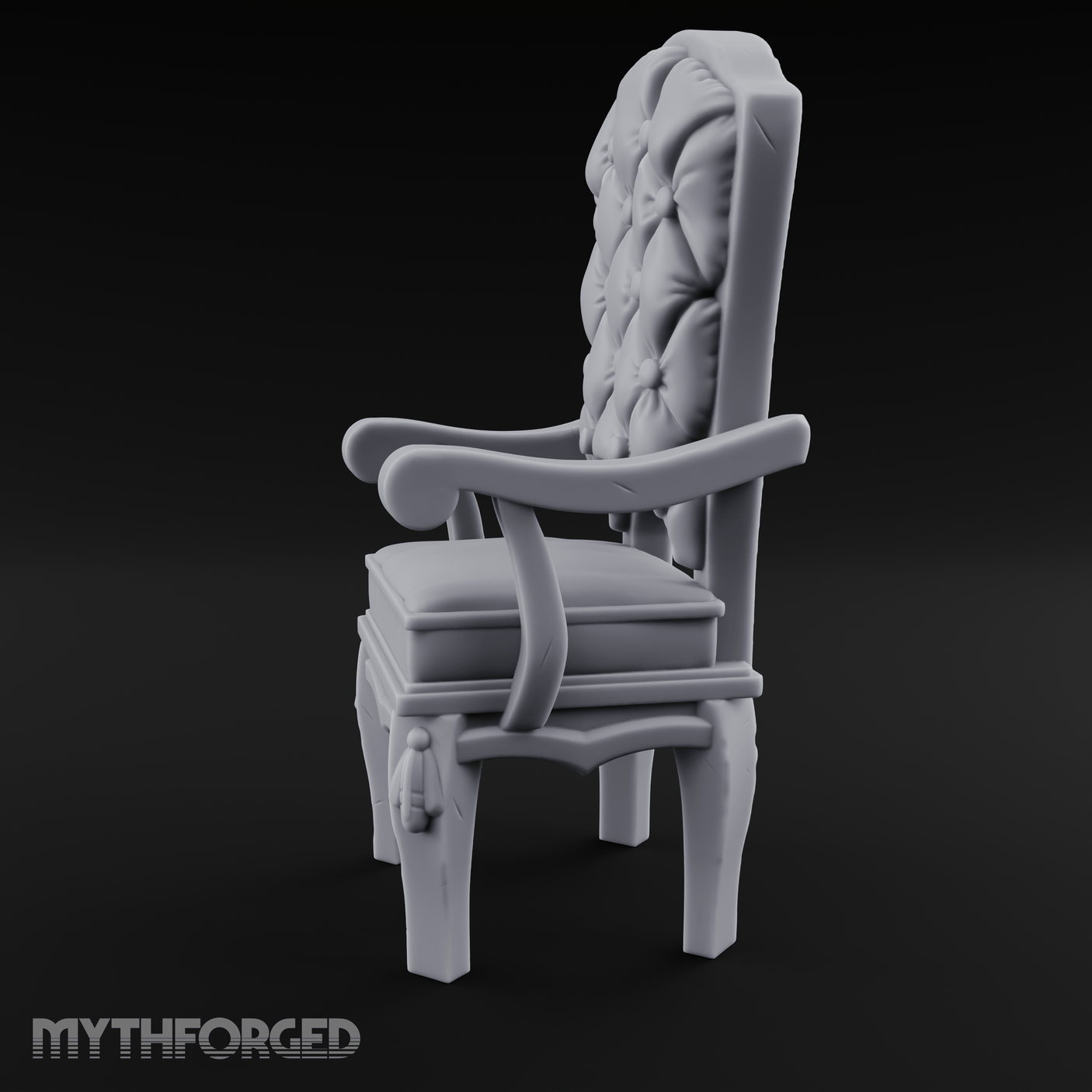 Velvet-Cushioned Throne Chair Miniature for Dungeons and Dragons, Pathfinder or other TTRPGs