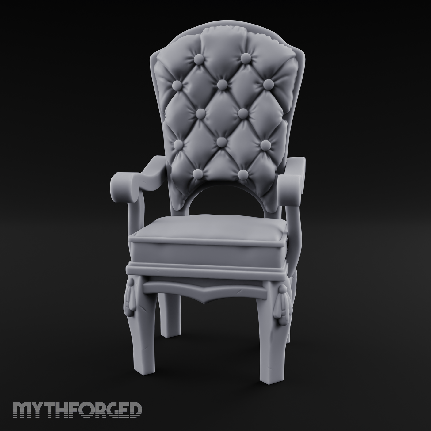Velvet-Cushioned Throne Chair Miniature for Dungeons and Dragons, Pathfinder or other TTRPGs
