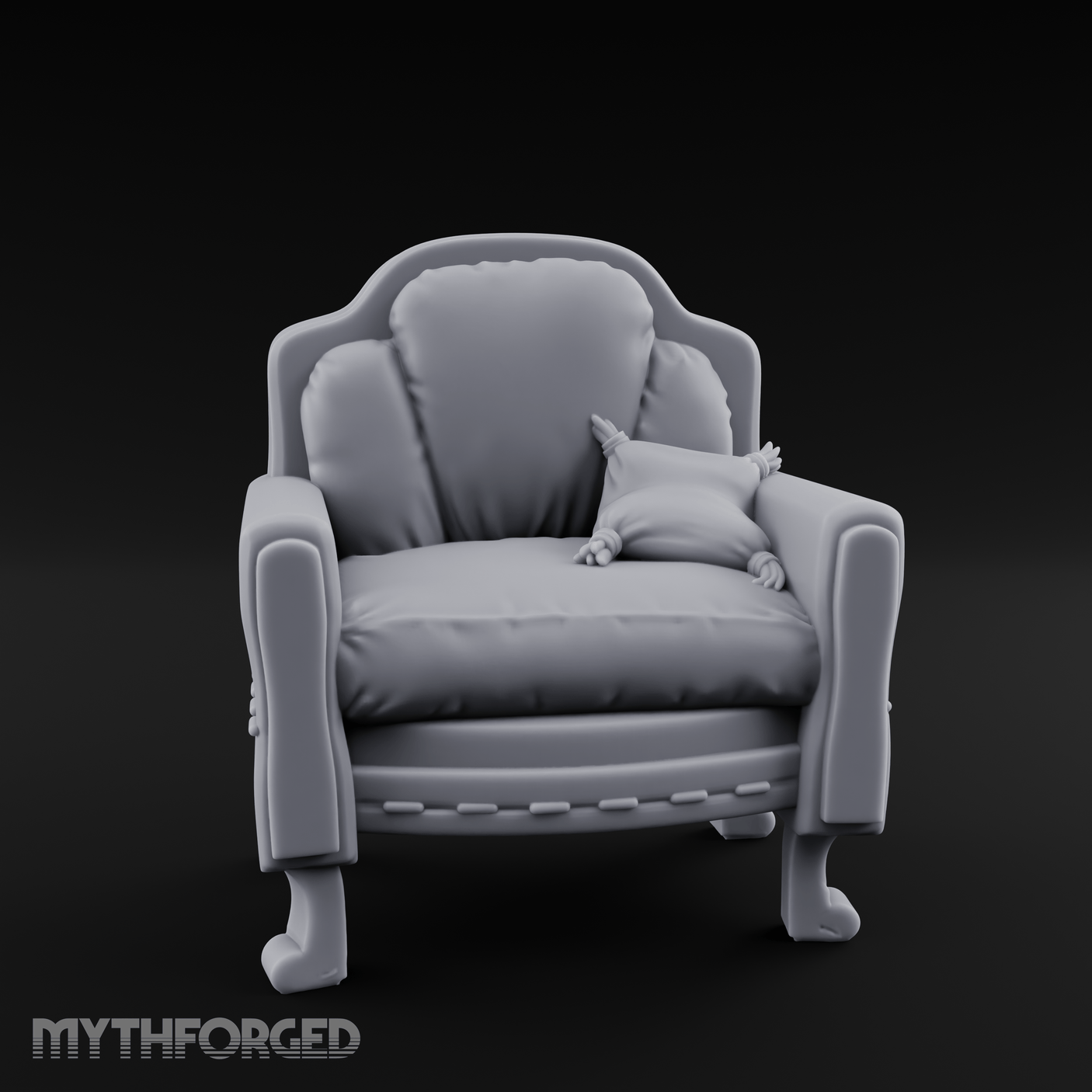 Plush Cushioned Noble's Armchair Miniature for Dungeons and Dragons, Pathfinder or other TTRPGs