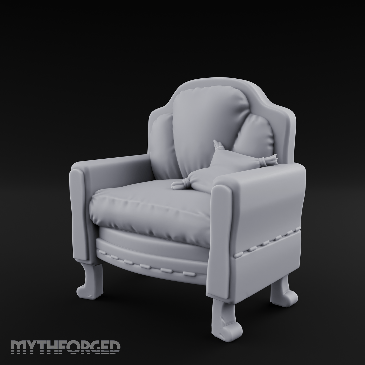 Plush Cushioned Noble's Armchair Miniature for Dungeons and Dragons, Pathfinder or other TTRPGs