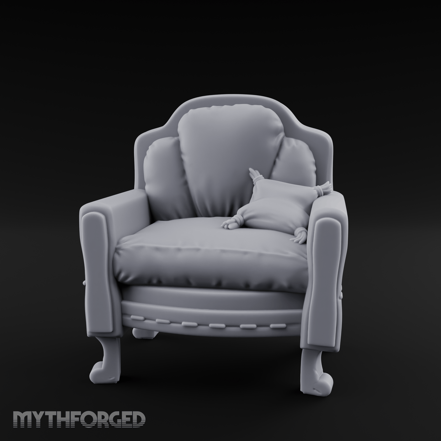 Plush Cushioned Noble's Armchair Miniature for Dungeons and Dragons, Pathfinder or other TTRPGs