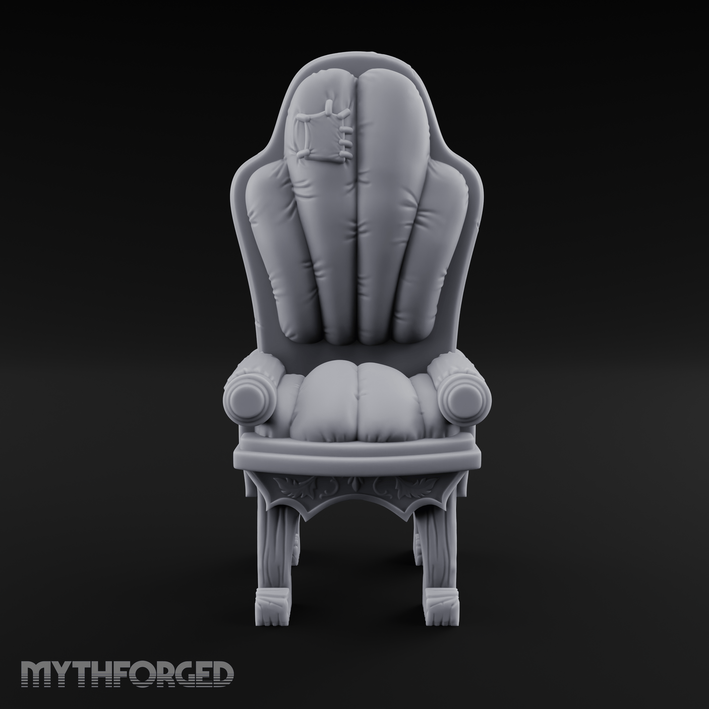 Plush Ornate Cushioned Throne Chair Miniature for Dungeons and Dragons, Pathfinder or other TTRPGs