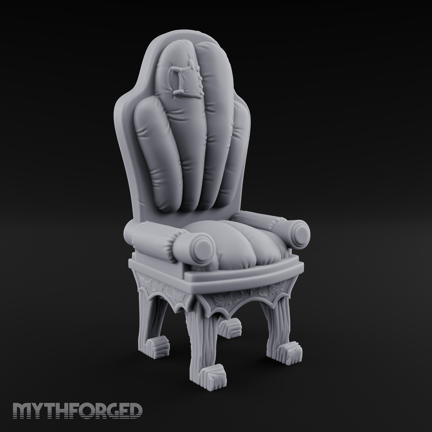 Plush Ornate Cushioned Throne Chair Miniature for Dungeons and Dragons, Pathfinder or other TTRPGs