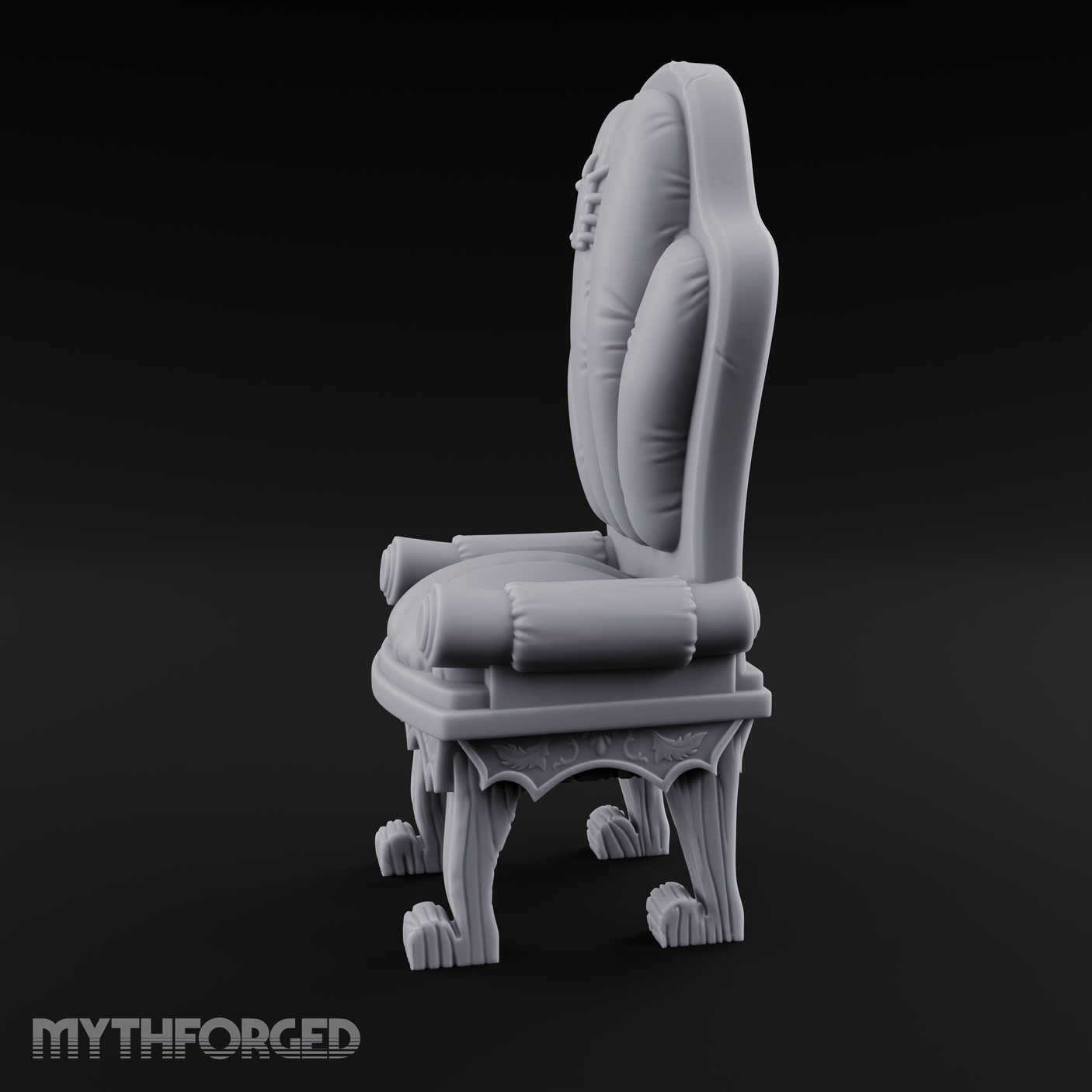 Plush Ornate Cushioned Throne Chair Miniature for Dungeons and Dragons, Pathfinder or other TTRPGs