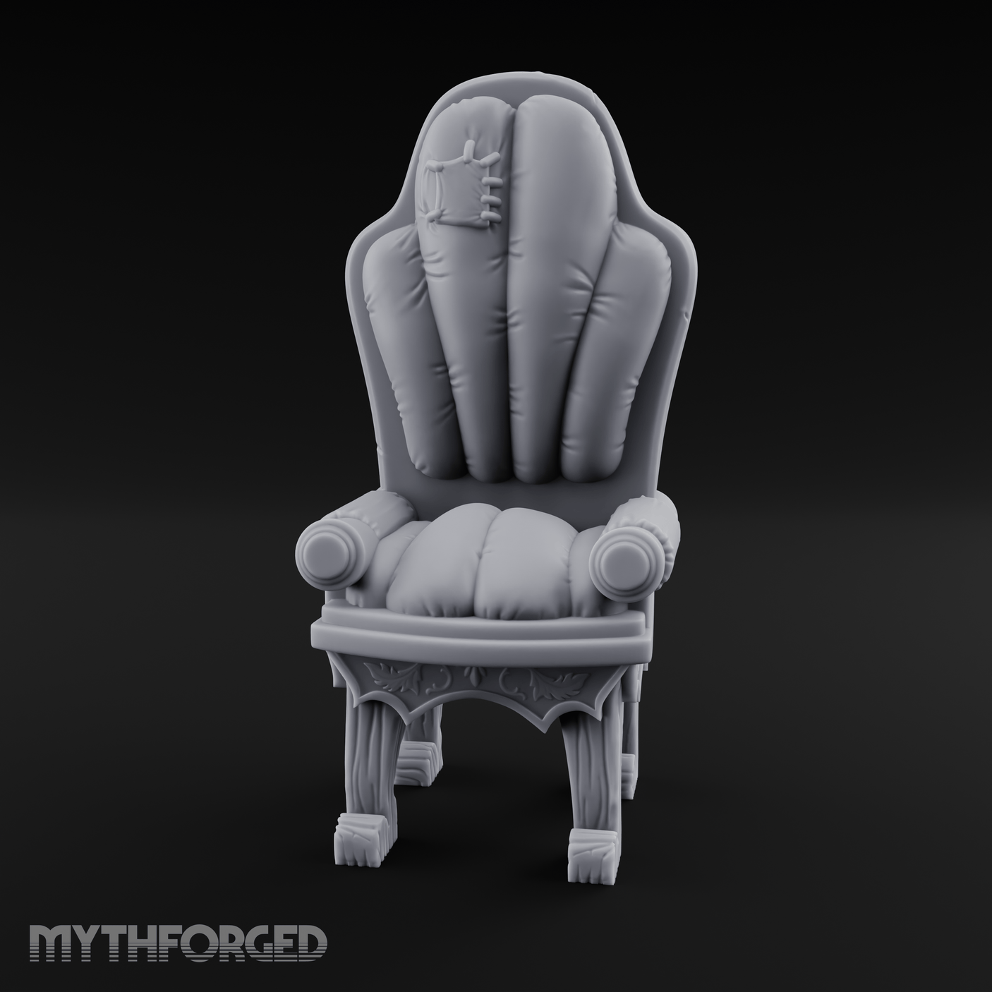 Plush Ornate Cushioned Throne Chair Miniature for Dungeons and Dragons, Pathfinder or other TTRPGs
