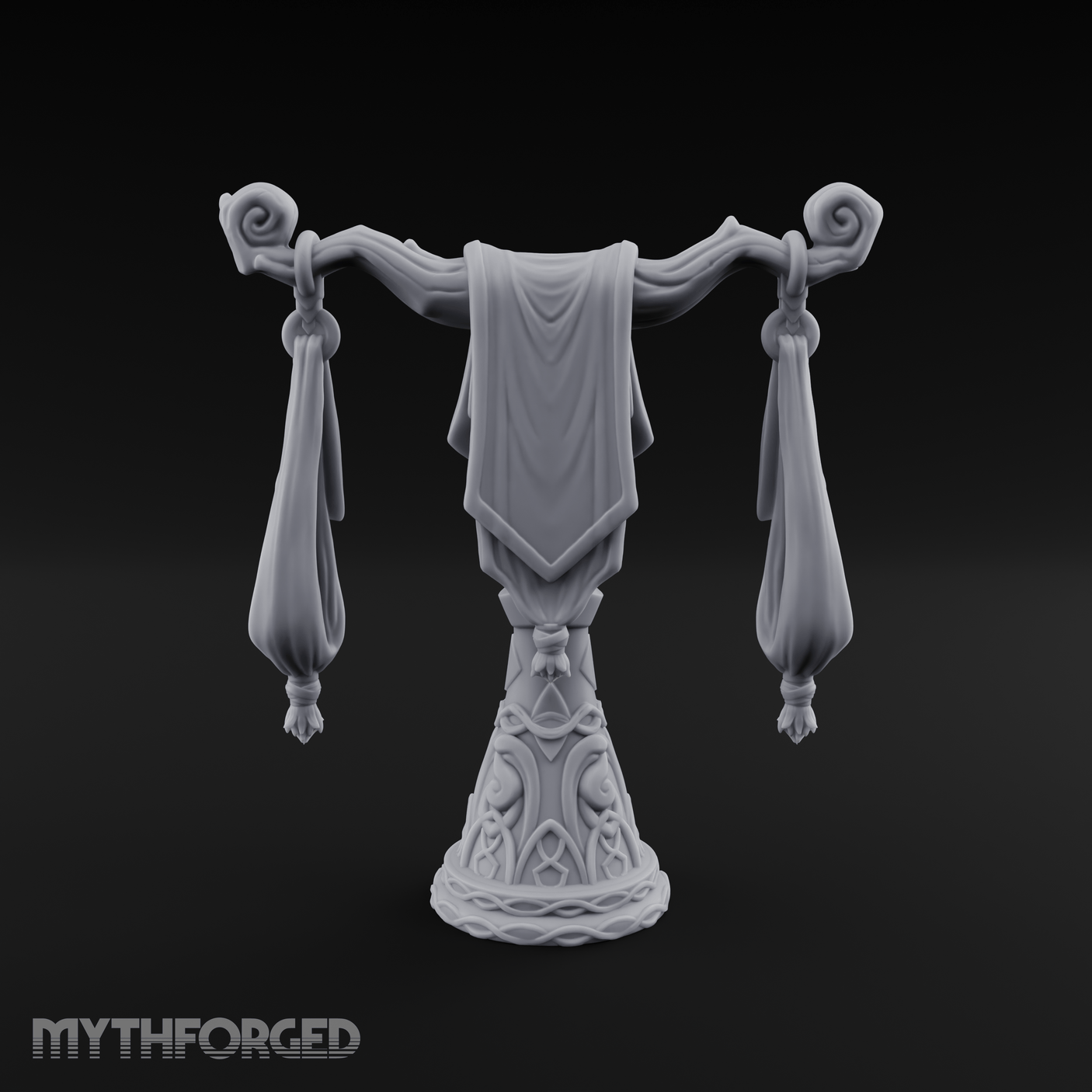 Tasseled Ballroom Banner Stand Miniature for Dungeons and Dragons, Pathfinder or other TTRPGs