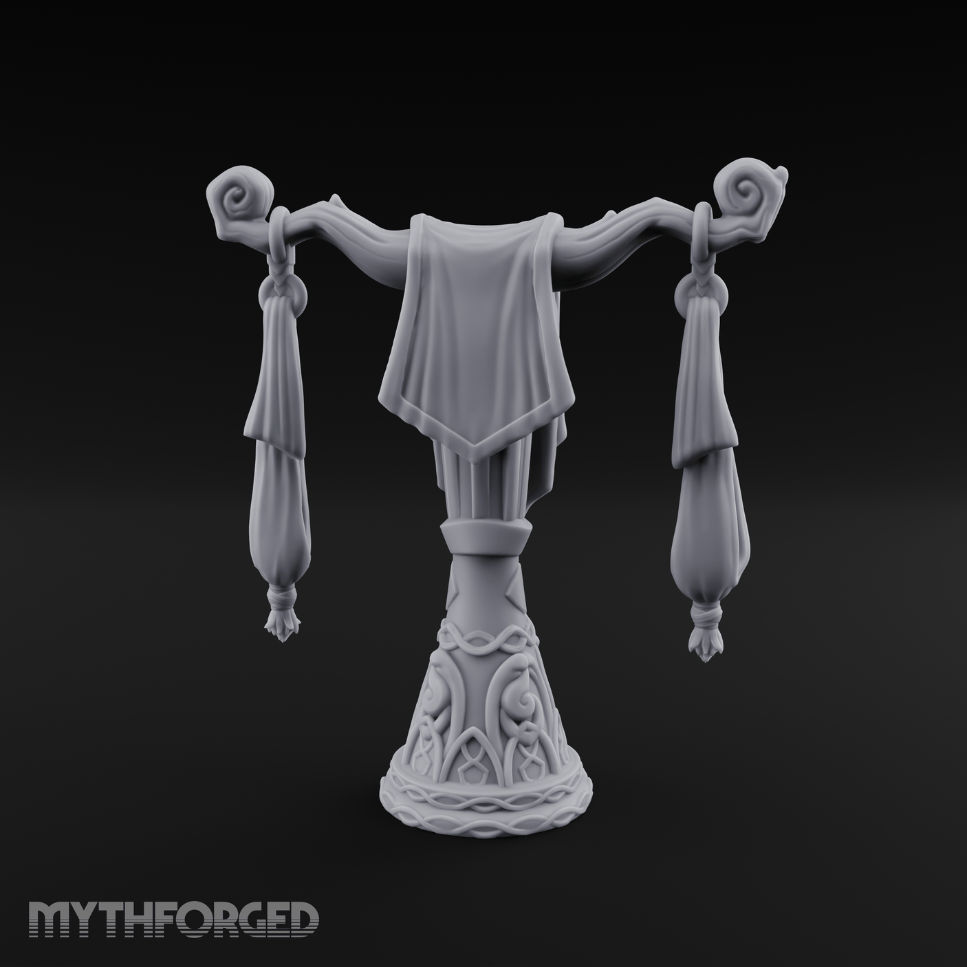 Tasseled Ballroom Banner Stand Miniature for Dungeons and Dragons, Pathfinder or other TTRPGs