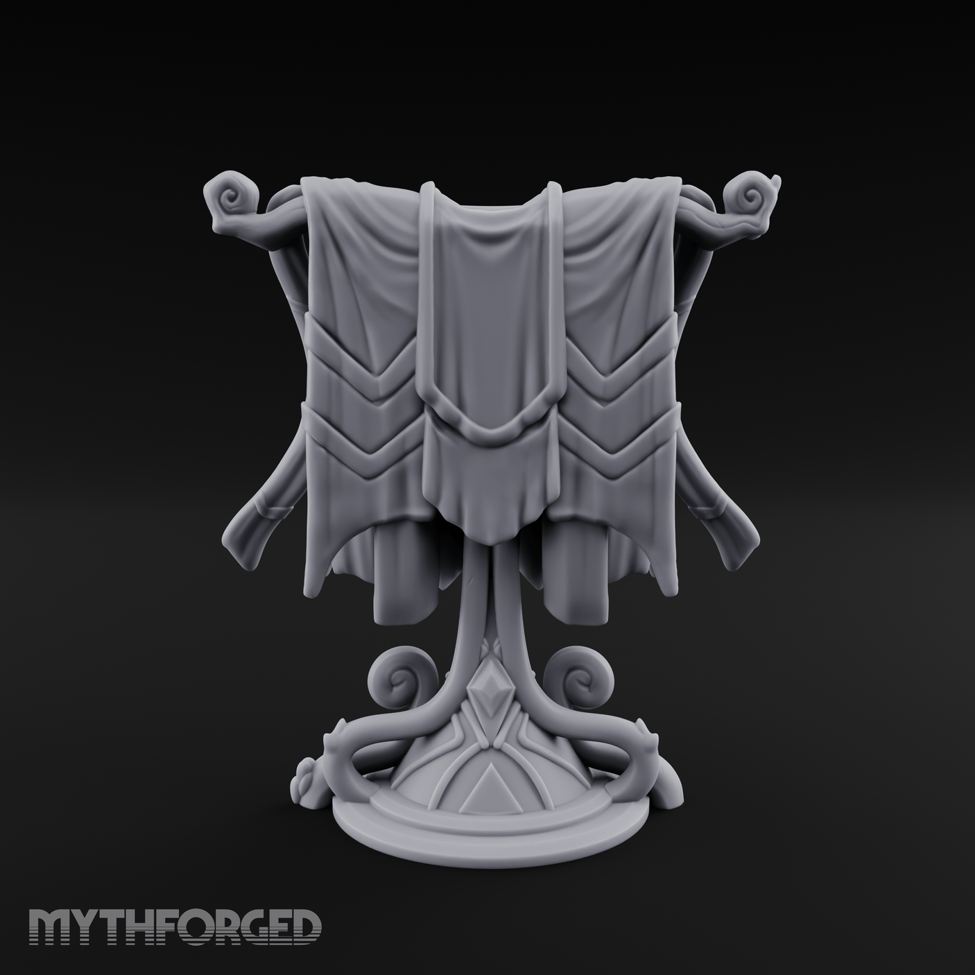 Spiral-Adorned Draped Ceremonial Banner Miniature for Dungeons and Dragons, Pathfinder or other TTRPGs