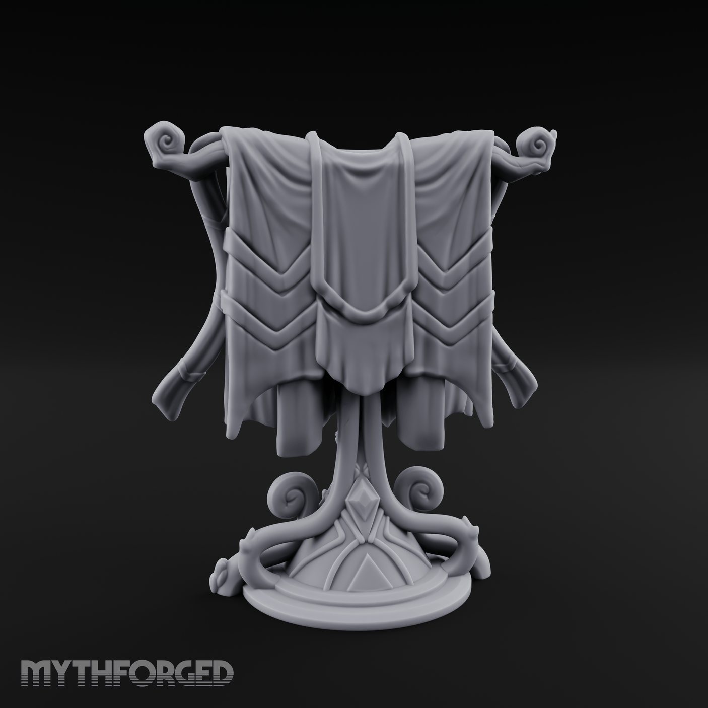Spiral-Adorned Draped Ceremonial Banner Miniature for Dungeons and Dragons, Pathfinder or other TTRPGs
